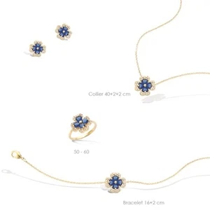 Parure 4PC Trèfle de Saphir & Diamant Cz Micro-sertie Plaqué Or 18K Dolly-Bijoux - Picture 1 of 10