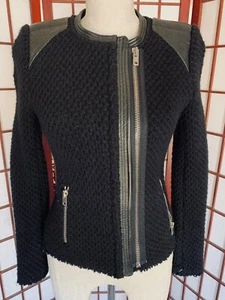 Iro Natasha Wollleder Zierleiste Motorradjacke Gr. 3 schwarz - Bild 1 von 10