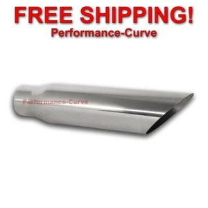 Stainless Steel Polished Exhaust Tip Angle Cut 3" Inlet - 4" Outlet - 18" Long - Picture 1 of 2