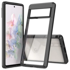 For Google Pixel 7 / 7 Pro - Premium Hard Rubber Black / Clear Gummy Case Cover - Picture 1 of 4