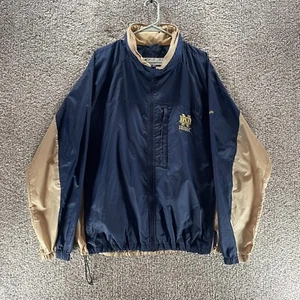 Notre Dame Fighting Irish Jacket Mens Extra Large Blue Gold Vented Windbreaker - Picture 1 of 16