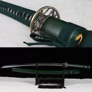 T10 Clay Tempered Japanese Katana Samurai Sword Full Tang Battle Ready Green HOT - Bild 1 von 12