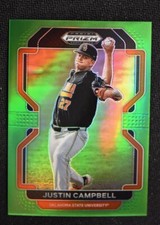2022 Prizm Draft Picks Baseball Base Lime Green #PDP37 Justin Campbell /75