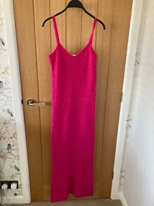 BNWT ZARA Pink Fuchsia Wool Blend Ribbed Dress Size L - Picture 1 of 7