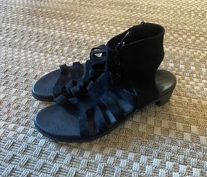 ARCHE Kisuro Black Nubuck Leather Low Heel Sandals 40 / 9 - Picture 1 of 9