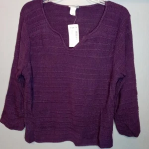 Vintage Fashion Bug Sweater Womens Size Large Purple Pullover Knit Long Sleeve - Picture 1 of 9