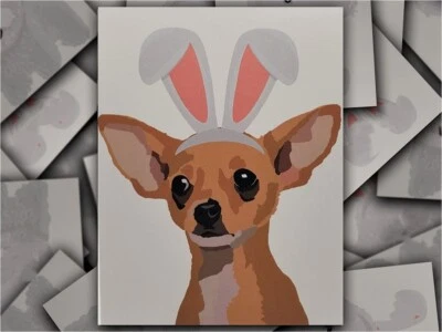 Chihuahua Hand-Drawn Easter Bunny Rabbit Dog Card with Envelope - Image 1 of 4