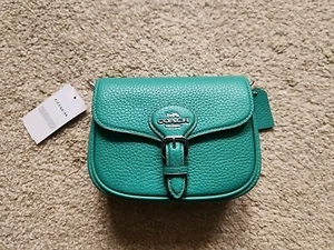 Coach Women's Green Saddle Bag Small Full Grain Leather NWT Crossbody, Strap - Picture 1 of 8
