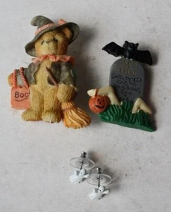Halloween Pins Earrings Set Witch Bear Tombstone Bat Pumpkin Ghost Earrings --- - Picture 1 of 1