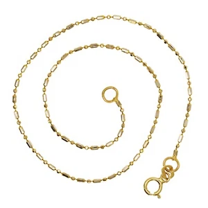 Italian 14k Two-Tone Gold Ball Bead Charm Anklet Bracelet 10" 1.2mm 1.5 grams - Picture 1 of 4