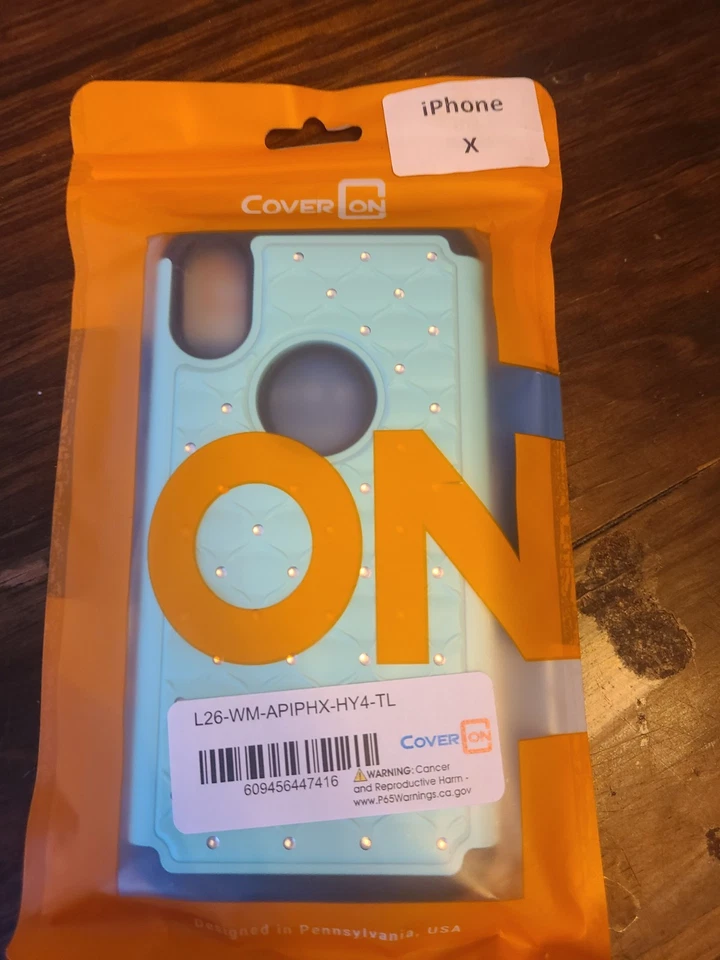 Funda protectora para teléfono iPhoneX azul verdoso con joyas marca CoverON Foto 1 de 4