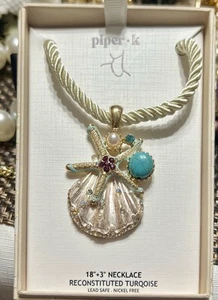 Nautical Theme Shell Necklace, Big Pendant Rope Necklace, Summer Accessory - Picture 1 of 4