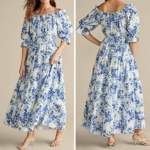 Soft Surroundings Rosana maxi dress l large blue floral - Picture 1 of 11