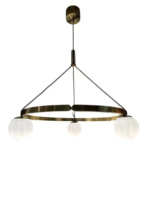 Nueva Lámpara Colgante IKEA AKTERSPRING Ópalo Blanco Vidrio/Latón Chapado 29" 005.916.44 Foto 1 de 4