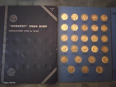 MERCURY SILVER  DIMES 1916-45 ( 76 COINS )AVG-AU - Image 1 of 4