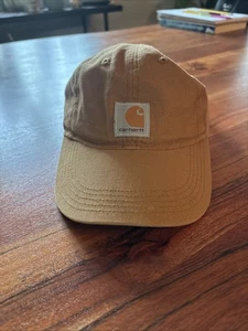Carhartt Hat Youth Child Brown Adjustable Workwear Canvas Distressed Logo Cap - Picture 1 of 5