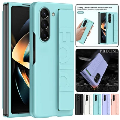 For Samsung Galaxy Z Fold 7//6/5/4/3/2 Wristband Stand Liquid Silicone Hard Case - Image 1 of 4