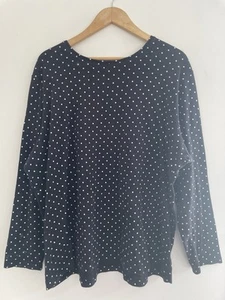 Croft&Barrow The Classic Tee Women's Polka Dot Cotton Long Sleeve Shirt Black 2X - Picture 1 of 4
