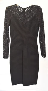 CALVIN KLEIN - Sheer Lace Yoke Stretch Tiered Dress - BLACK - Size 4 - Picture 1 of 12