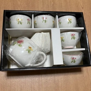 Yves Saint Laurent Teapot 5 Cup Set Floral With Box New - Picture 1 of 4