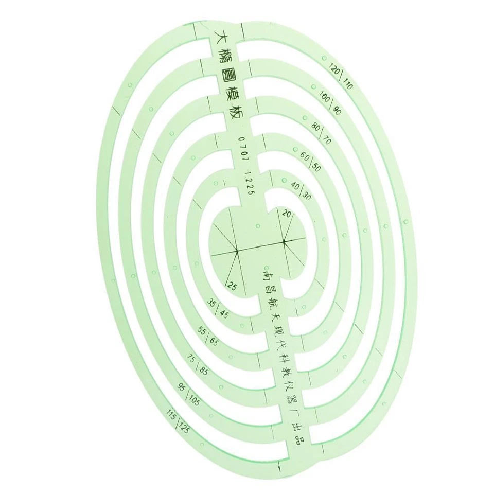 Plantillas de dibujo de plástico de 1 pieza reglas geométricas de medición grandes ovaladas Foto 1 de 4