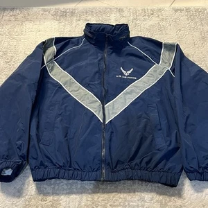 Vintage USAF Air Force Physical Fitness Training Windbreaker Men's Medium Blue - Picture 1 of 12