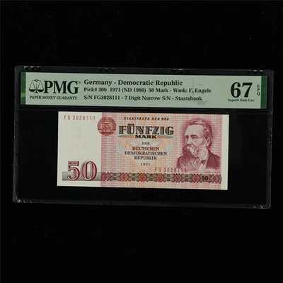 1971 Germany - Democratic Republic 50 Mark Pick#30b PMG 67 EPQ Superb Gem UNC - Image 1 of 4