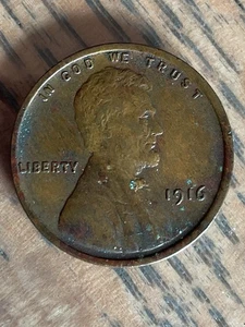1916 LINCOLN WHEAT CENT PENNY, F-EF CONDITION ~ STRONG REVERSE DIE CRACK - Picture 1 of 3