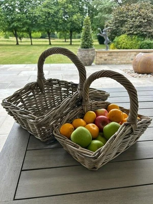 Kubu Grey Trug Wicker Shopper Shopping Basket Farmshop Hamper Storage Display - Image 1 of 4