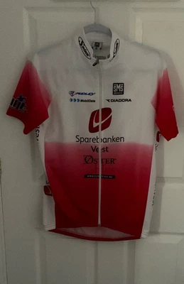 MEN'S CYCLING JERSEY, SMS SANTINI, SPAREBANKEN, SIZE XL, RED AND WHITE - Image 1 of 4