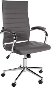 ergonomischer Bürostuhl ECHTLEDER grau 135 kg belastbar Drehstuhl Chefsessel NEU - Bild 1 von 7