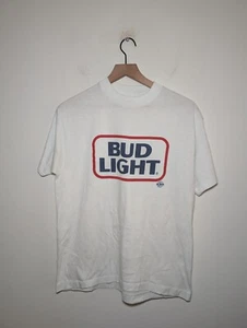 Camiseta De Colección Años 90 BUD LIGHT Cerveza Puntada Única Blanca L Hecha en EE. UU. HEF-T TEE JAY - Imagen 1 de 7