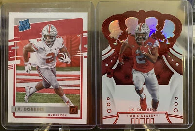 J.K. Dobbins 2 Card RC Lot Donruss Rated Rookie Crown Royale Ravens Ohio State - Image 1 of 2