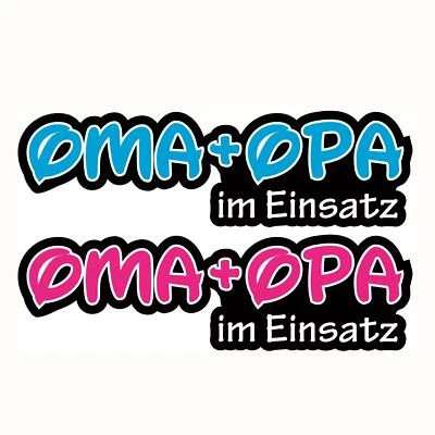 FINEST-FOLIA Oma + Opa im Einsatz Fun Auto Aufkleber Set Shocker OEM JDM Mama Sticker Kinder