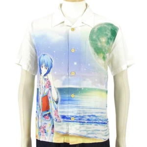 Evangelion x Nishiki Collaboration Rayon Aloha Shirt Rei Ayanami White M Japan - Picture 1 of 3