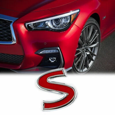 1x Metal Sport Red S Auto Emblem Trunk Lid Side Fender decal badge for Infiniti - Image 1 of 4