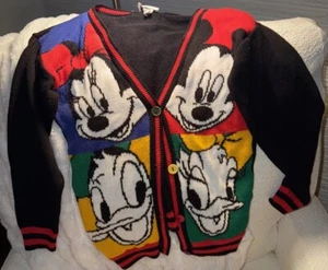 Vintage Disney Mickey & friends cardigan sweater size large -  14 Youth - Picture 1 of 16