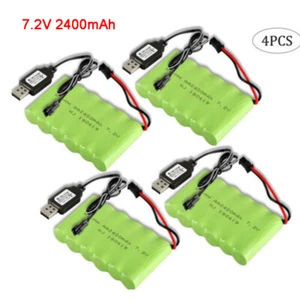 SM-2P Stecker 7,2V 2400mAh AA Ni-MH Akku mit USB Ladekabel für RC Auto LKW - Bild 1 von 32