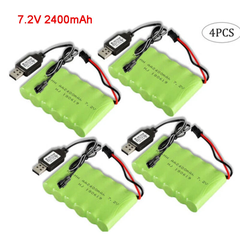 SM-2P Plug 7.2V 2400mAh AA Ni-MH Battery with USB Charger Cable for RC Car Truck - Image 1 of 4