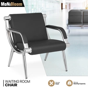 Waiting Room Guest Chair Leather Padded Armrest Office Reception Conference Seat - Picture 1 of 11