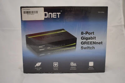 TRENDnet 8-Port Unmanaged Gigabit GREENnet Desktop Metal Switch, Fanless, 16Gbps - Image 1 of 4