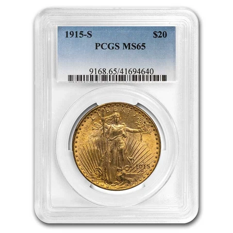 1915-S $20 Saint-Gaudens Gold Double Eagle MS-65 PCGS - SKU #18045 Cover