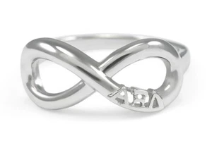 Alpha Xi Delta Sterling Silver Infinity Ring | Sorority Jewelry Rings - Picture 1 of 1