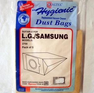 PAPER BAGS FOR GOLDSTAR/HYGENIC//LG/SAMSUNG T2700,T2900,V3310D,V3300D ETC - Picture 1 of 1