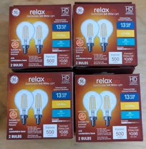 4-2pk GE Relax LED 60w Replacement A 15 Candleabra Base 8 Bulbs Total - Picture 1 of 2