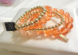 Inc Gold-Tone 7" Coral Beaded Stretch Bracelets L903 $39 - Picture 1 of 4
