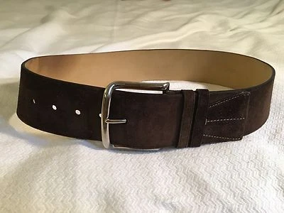 Prada Brown Suede 2.25" Belt with Large Silver Buckle Sz 32 EUC - Photo 1/4