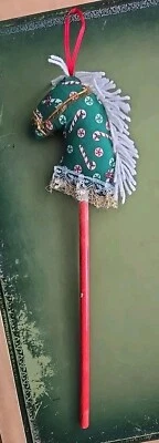 1995 LOOMCO Novelty Stick Horse Christmas Ornament Soft Fabric 15" Cotton Wood - Image 1 of 4