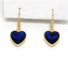 New Royal Blue Rhinestone Cute Girl Heart Fashion Jewelry Women Stand Earrings