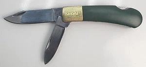 Vintage Skoal Pocket Knife 2 Blade Green Stainless Steel - Picture 1 of 10